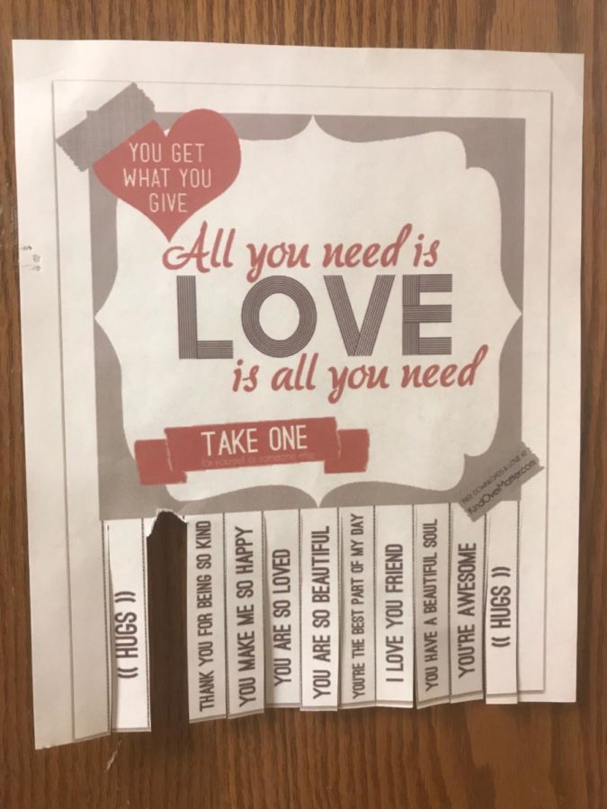 When spotting a poster, take a slip for yourself or for someone else. “They could help our school get more confident and grow more as a friends instead of just peers,” senior Olivia Emke said. The posters can be found on the walls around school on classroom doors, bathroom mirrors, near water fountains and more, so keep an eye out.