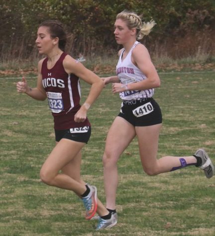 Senior Julia Donnelly running at the Missouri State Cross Country Championships in Columbia, Missouri on Friday, November 4. 