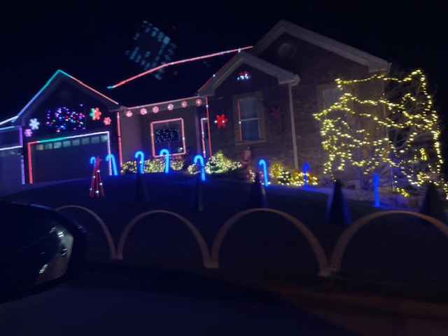 A house in Washington decked out with lights.
