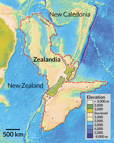 This picture shows the elevations of the continent and its surroundings.