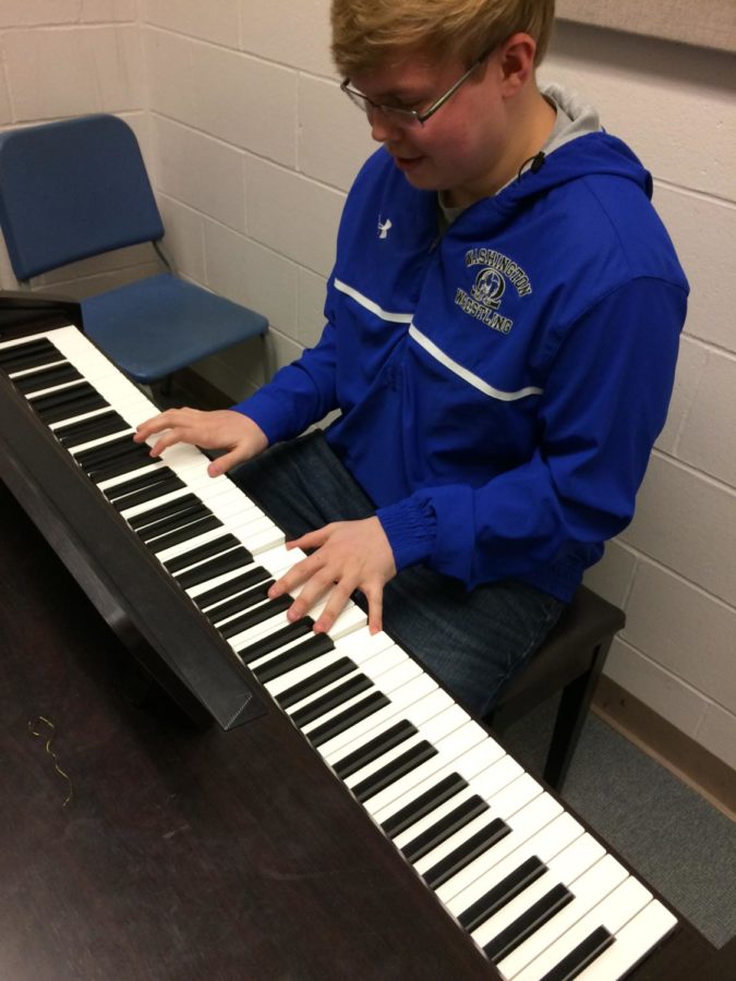 Junior Ryan Gratzer plays the piano. "My grandparents played piano for a long time," Gratzer said. "It really helped me to get into music." He hopes to release a full album by next year. 