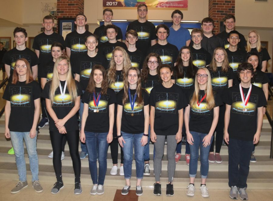 The WHS WYSE poses for a picture after the team competed Feb. 13, 2018 at East Central College. “The preference [for the team] is senior, juniors and then sophomores, but sophomores are rare unless they’re really strong in a subject," senior Lydia Juengling said. The team took first place at the competition.