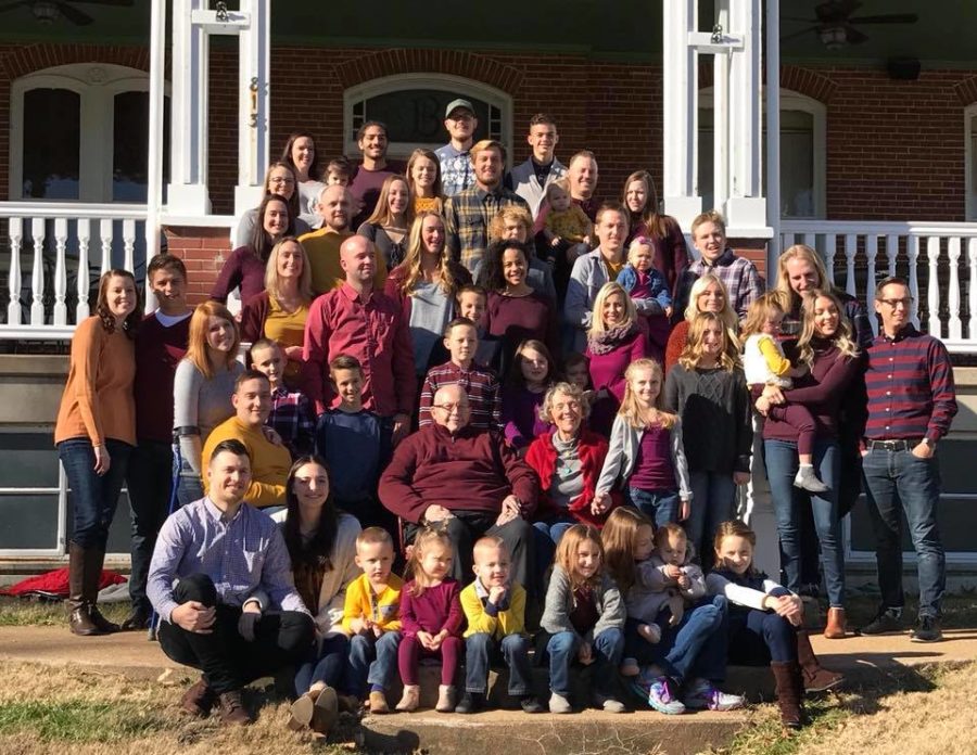 Some of the Nelson grandchildren and great-grandchildren pose for a family picture last November.