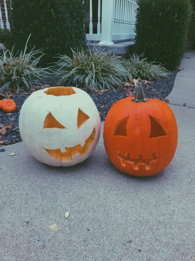 These are the pumpkins I carved with my boyfriend on our pumpkin carving date.