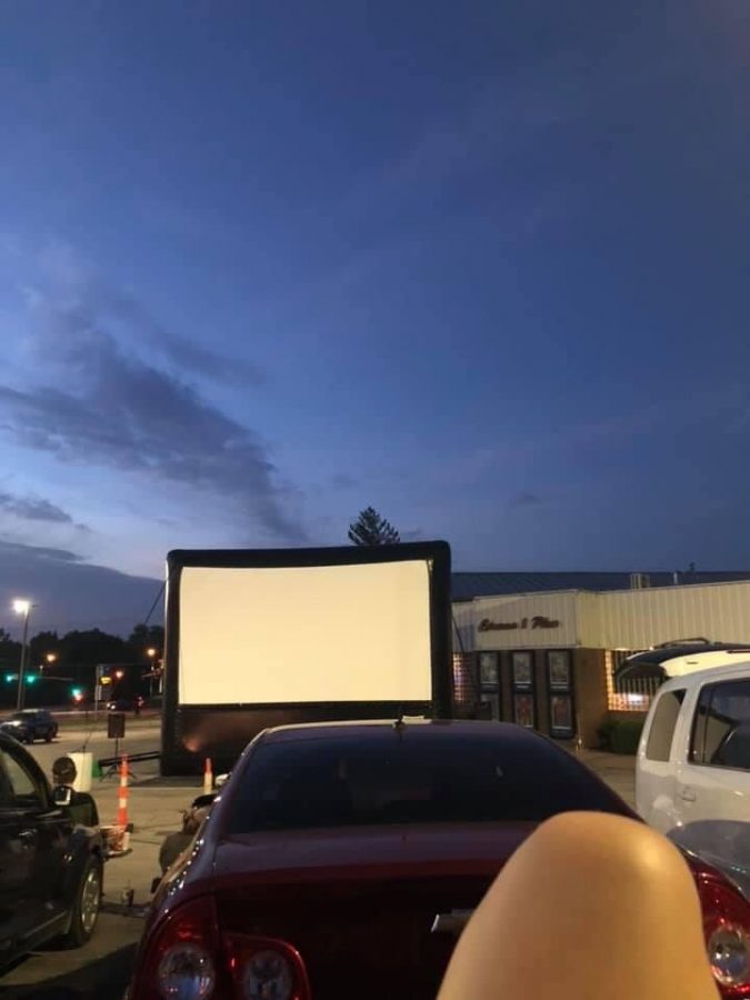 A picture of the movie screen at Cinema 1 Plus  shows the setup for their drive-in movies. "The environment was so wholesome," junior Cecilia Tornetto said. "It always made my day and was a great time."